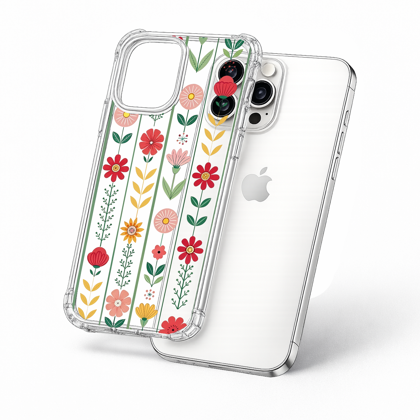 Scandinavian Floral Pattern iPhone Case , Samsung Case, Cute Folk Art Flower Phone Cover, MagSafe Case
