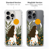 Boho Girl Nature iPhone Case , Samsung Case, Aesthetic Woman Floral Garden Phone Cover, MagSafe Case