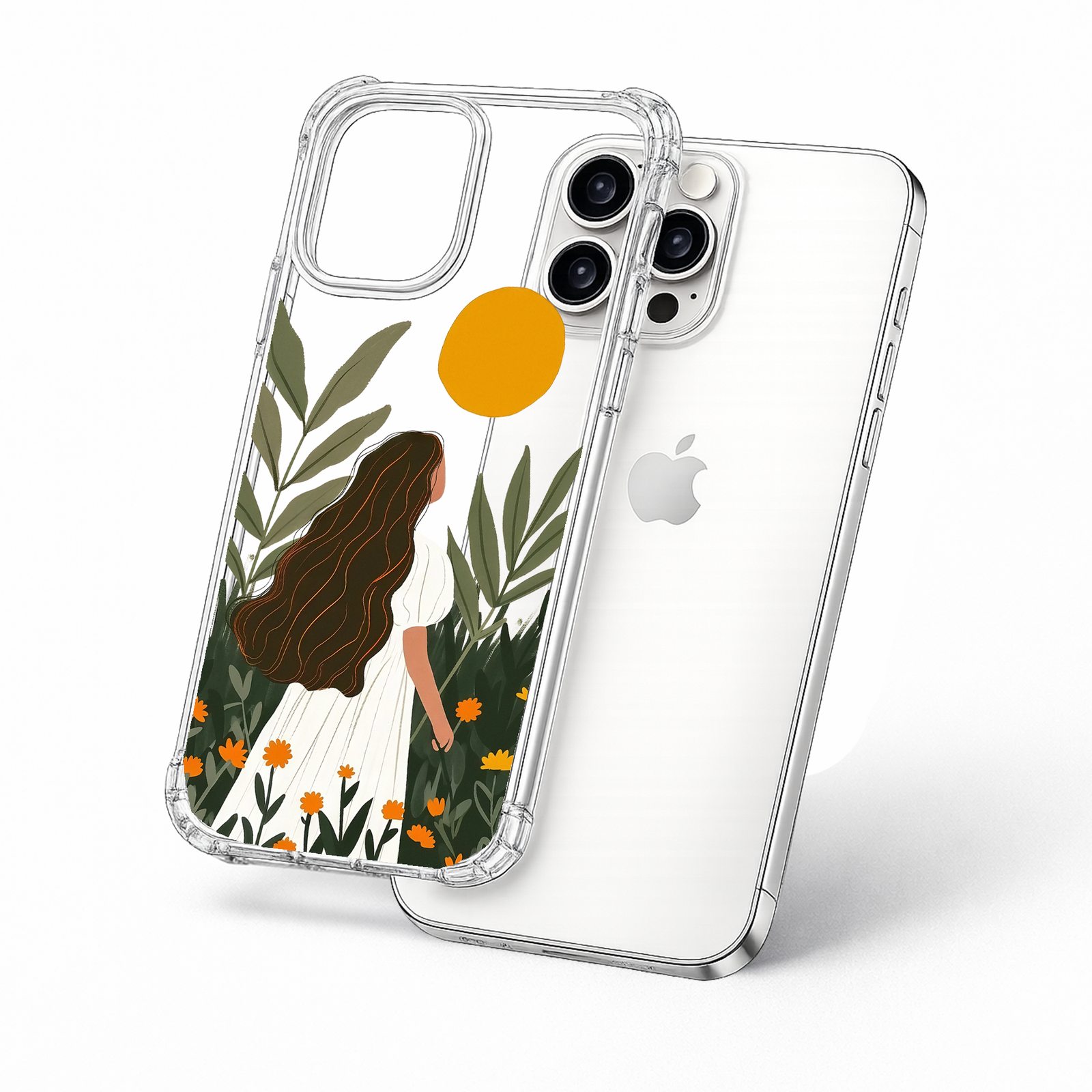 Boho Girl Nature iPhone Case , Samsung Case, Aesthetic Woman Floral Garden Phone Cover, MagSafe Case
