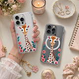 Cute Baby Giraffe iPhone Case , Samsung Case, Floral Safari Animal Phone Cover, MagSafe Case