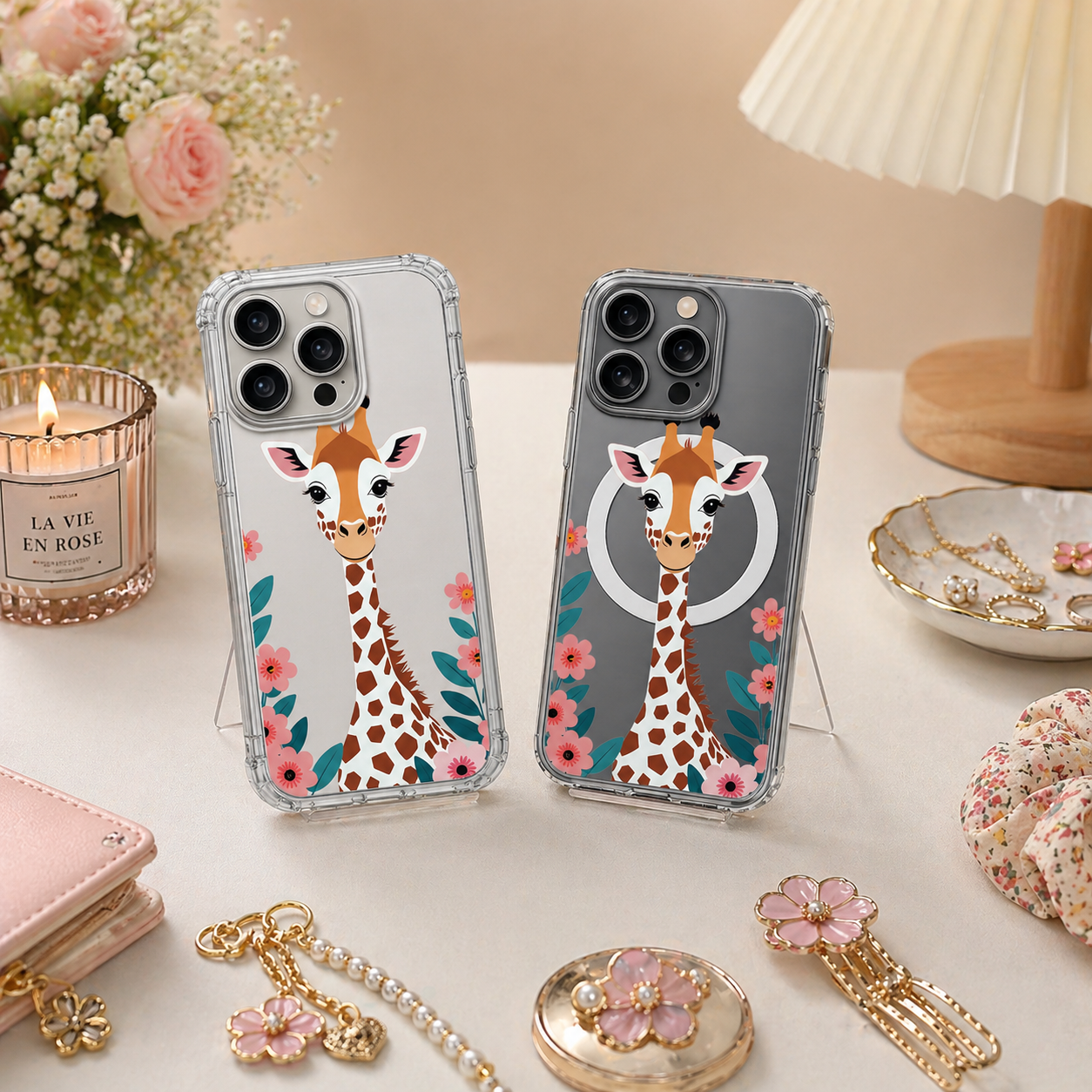 Cute Baby Giraffe iPhone Case , Samsung Case, Floral Safari Animal Phone Cover, MagSafe Case