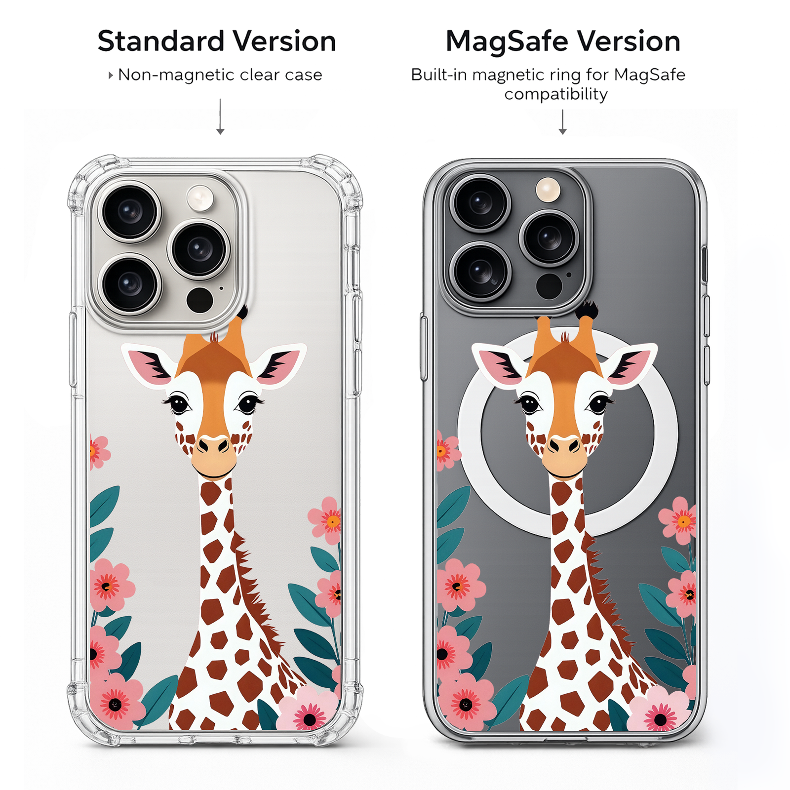 Cute Baby Giraffe iPhone Case , Samsung Case, Floral Safari Animal Phone Cover, MagSafe Case