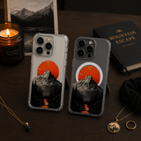Red Sun Mountain Landscape iPhone Case , Samsung Case, Japanese Nature Art Phone Cover, MagSafe Case