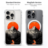 Red Sun Mountain Landscape iPhone Case , Samsung Case, Japanese Nature Art Phone Cover, MagSafe Case