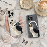Butterfly and Cat iPhone Case , Samsung Case, Whimsical Kitty Nature Phone Cover, MagSafe Case