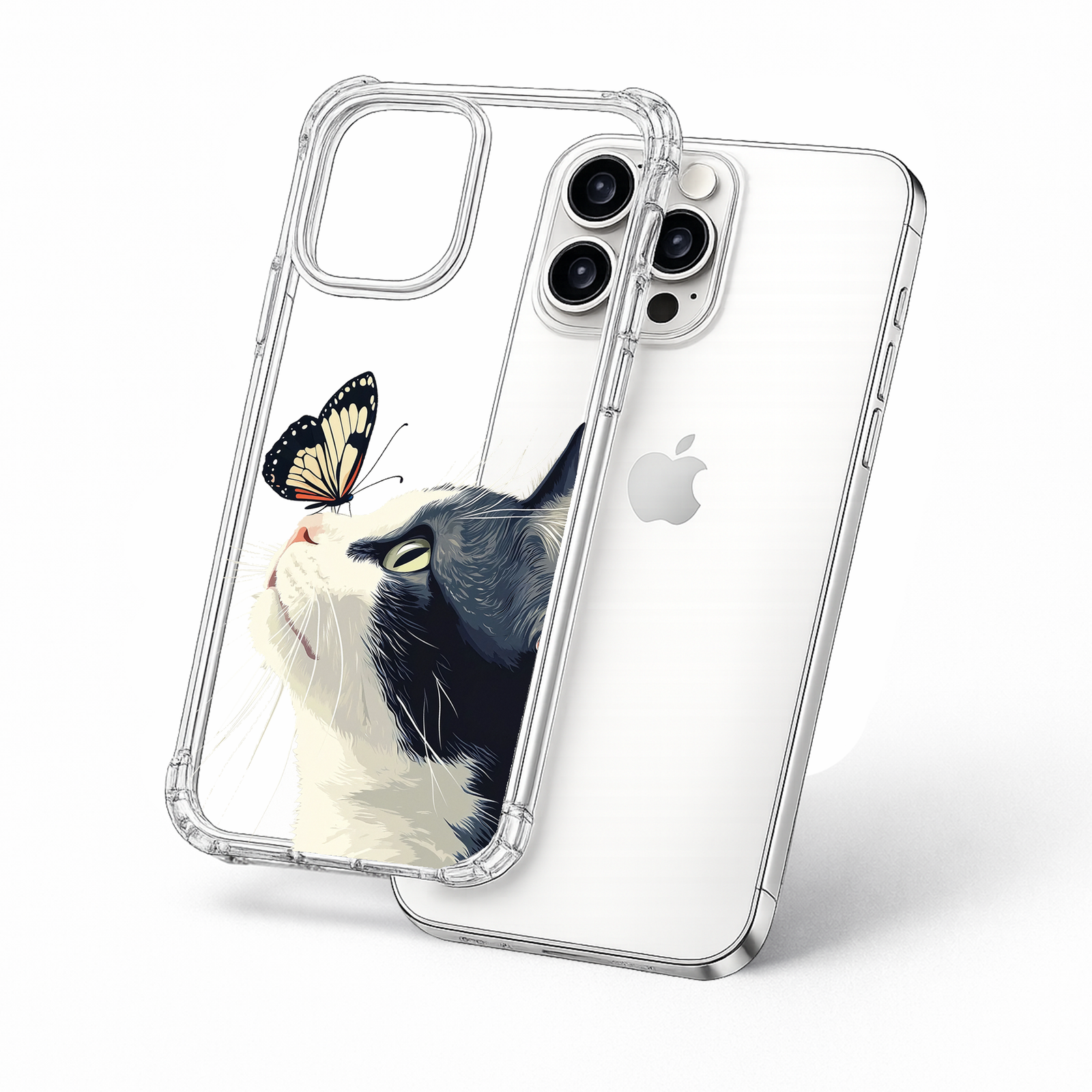 Butterfly and Cat iPhone Case , Samsung Case, Whimsical Kitty Nature Phone Cover, MagSafe Case