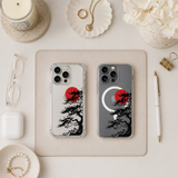 Japanese Bonsai Red Sun iPhone Case , Samsung Case, Zen Nature Art Phone Cover, MagSafe Case