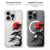 Japanese Bonsai Red Sun iPhone Case , Samsung Case, Zen Nature Art Phone Cover, MagSafe Case