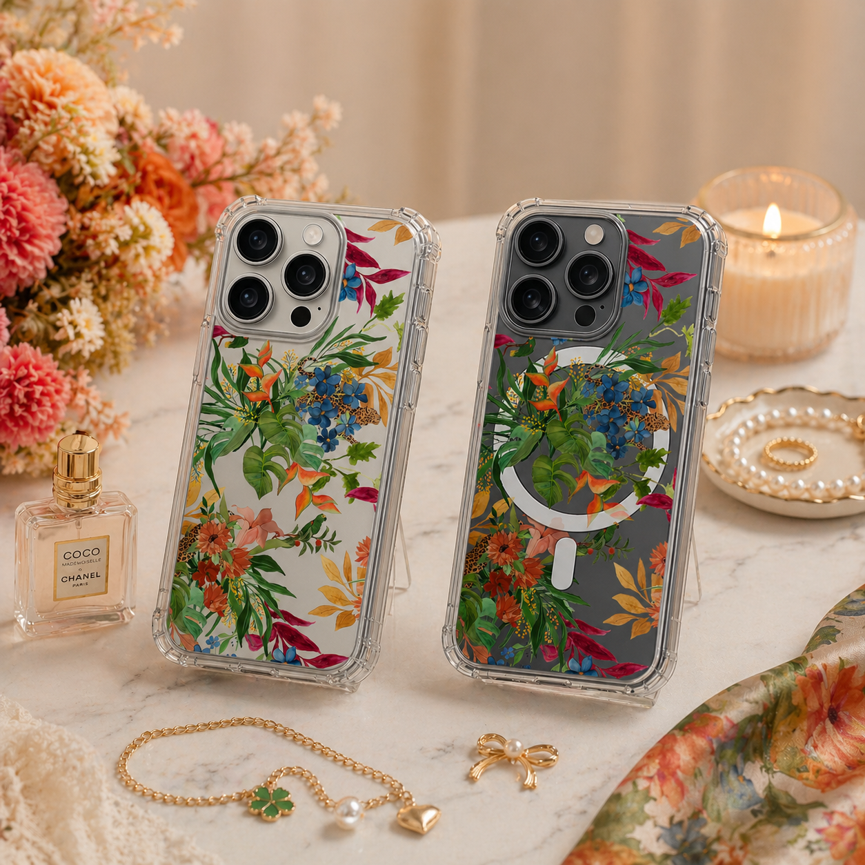 Tropical Floral Jungle iPhone Case , Samsung Case, Exotic Botanical Animal Phone Cover, MagSafe Case