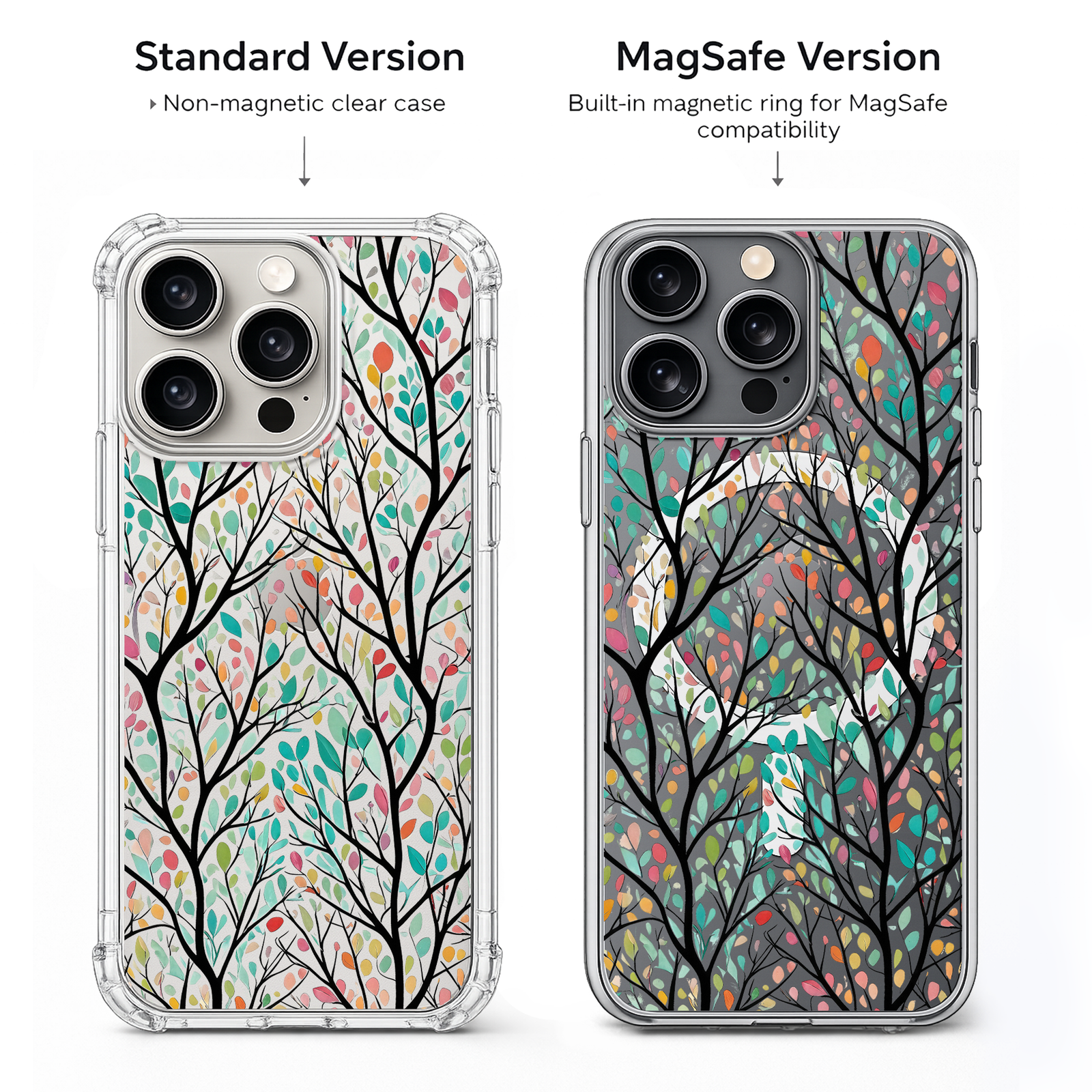 Colorful Forest Branch Pattern iPhone Case , Samsung Case, Abstract Nature Art Phone Cover, MagSafe Case