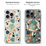 Tropical Toucan Pattern iPhone Case , Samsung Case, Cute Bird Botanical Phone Cover, MagSafe Case