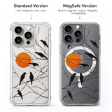 Black Crow Sunset iPhone Case , Samsung Case, Gothic Nature Bird Phone Cover, Minimalist MagSafe Case