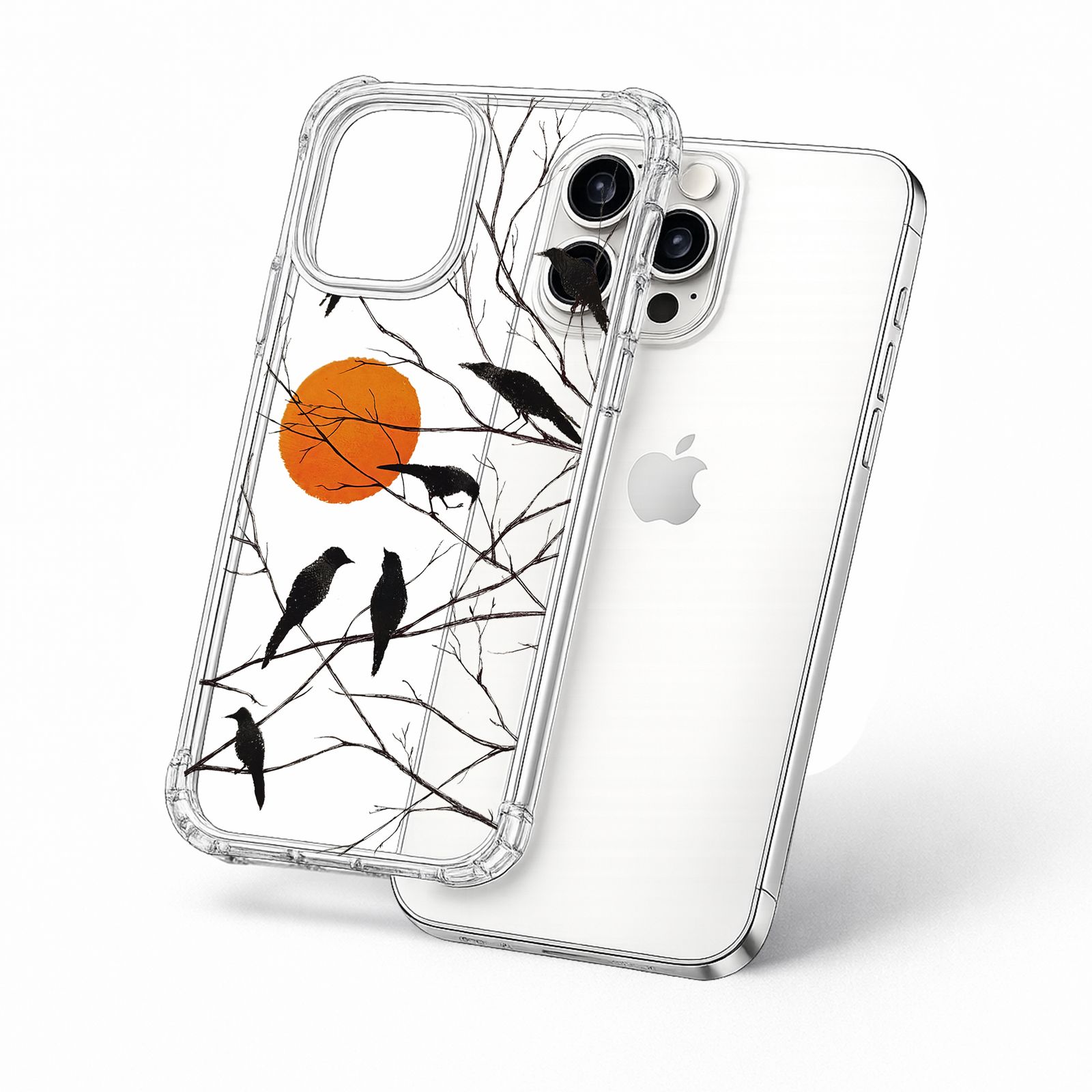 Black Crow Sunset iPhone Case , Samsung Case, Gothic Nature Bird Phone Cover, Minimalist MagSafe Case