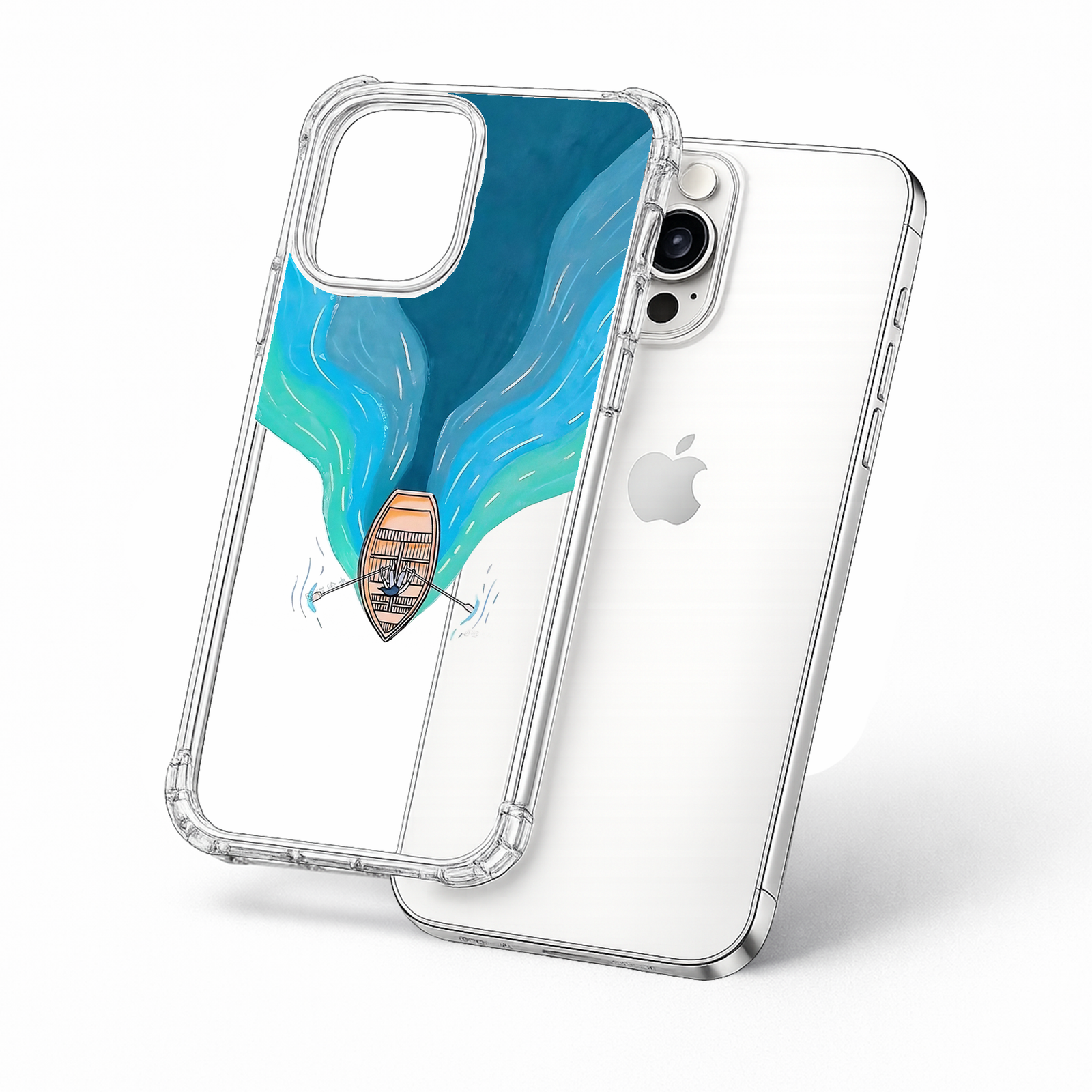 Aurora Boat Adventure iPhone Case , Samsung Case, Ocean Kayak Nature Art Phone Cover, MagSafe Case