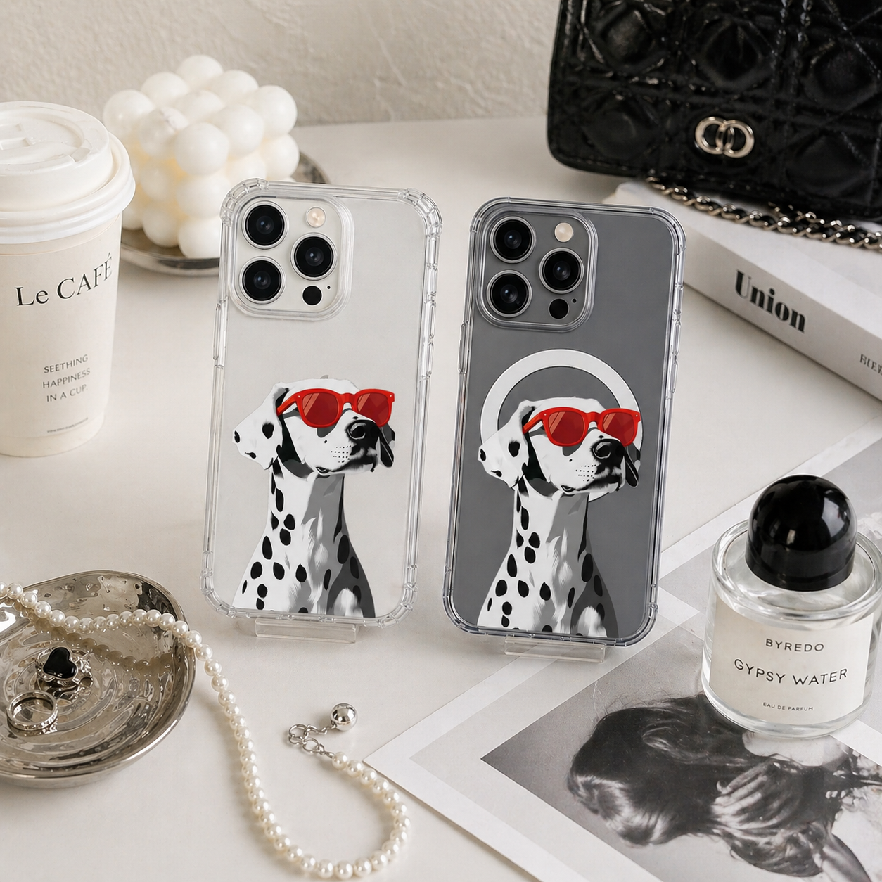 Cool Dalmatian Dog iPhone Case , Samsung Case, Red Sunglasses Puppy Phone Cover, MagSafe Case