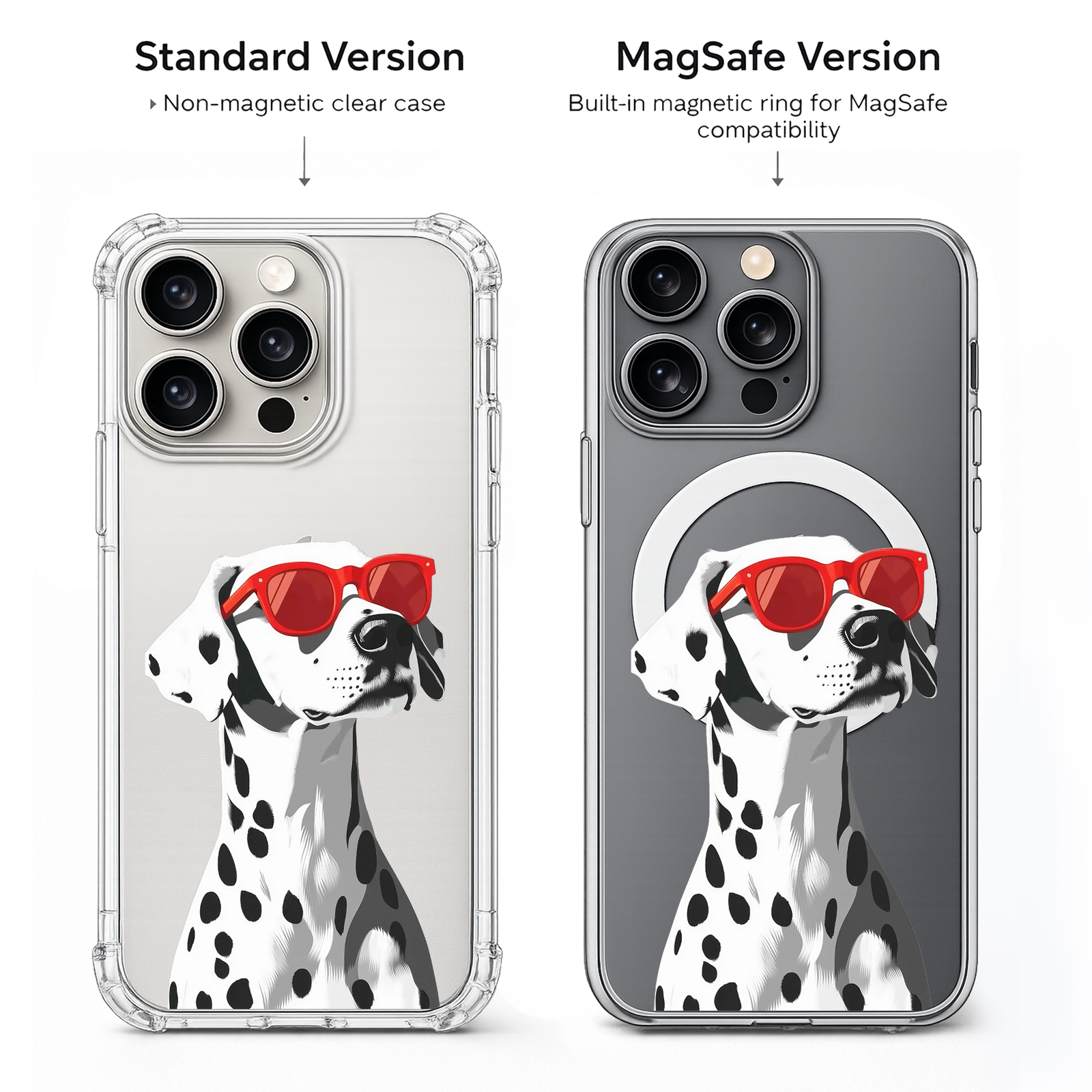 Cool Dalmatian Dog iPhone Case , Samsung Case, Red Sunglasses Puppy Phone Cover, MagSafe Case
