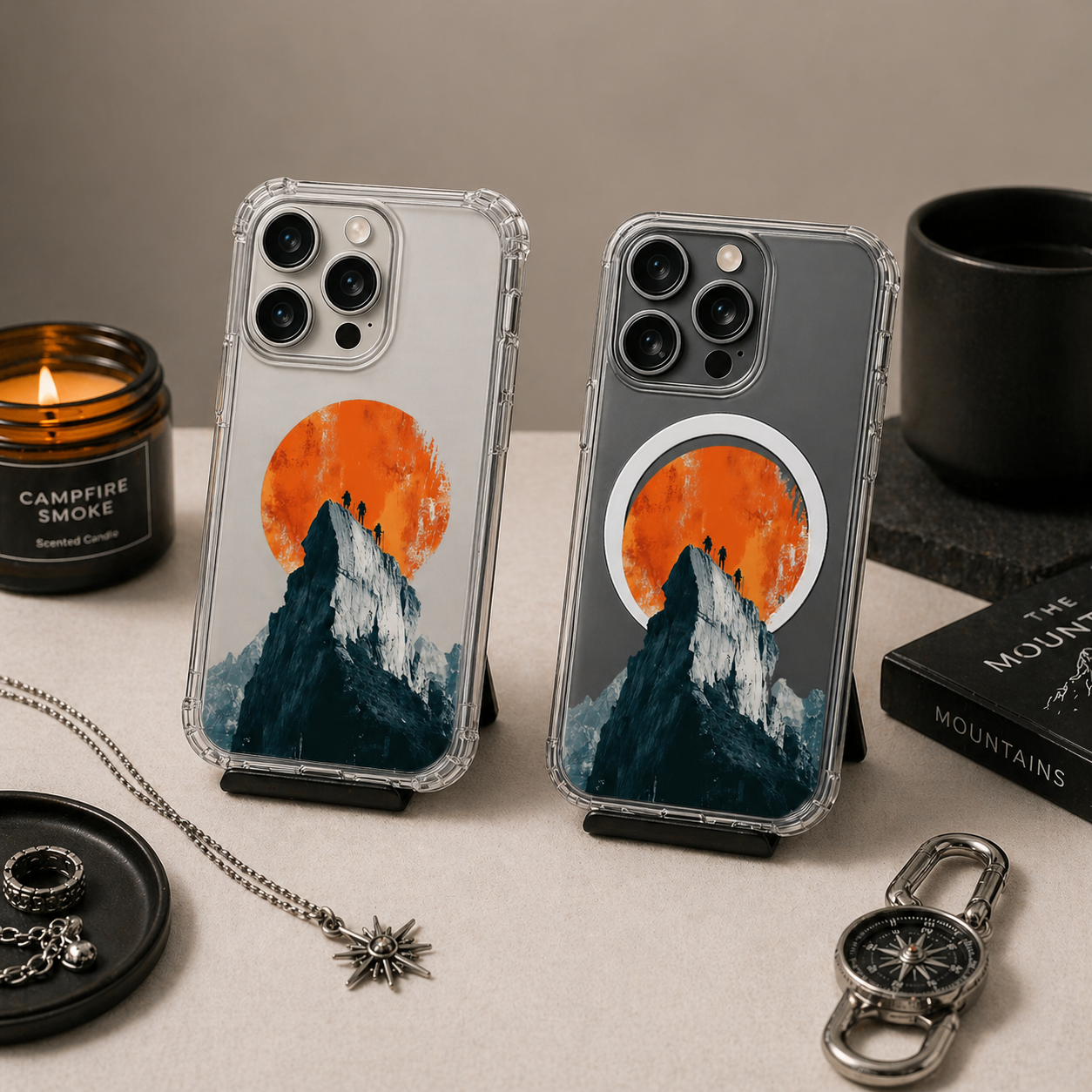 Mountain Climber Adventure iPhone Case , Samsung Case, Hiking Peak Landscape Phone Cover, MagSafe Case