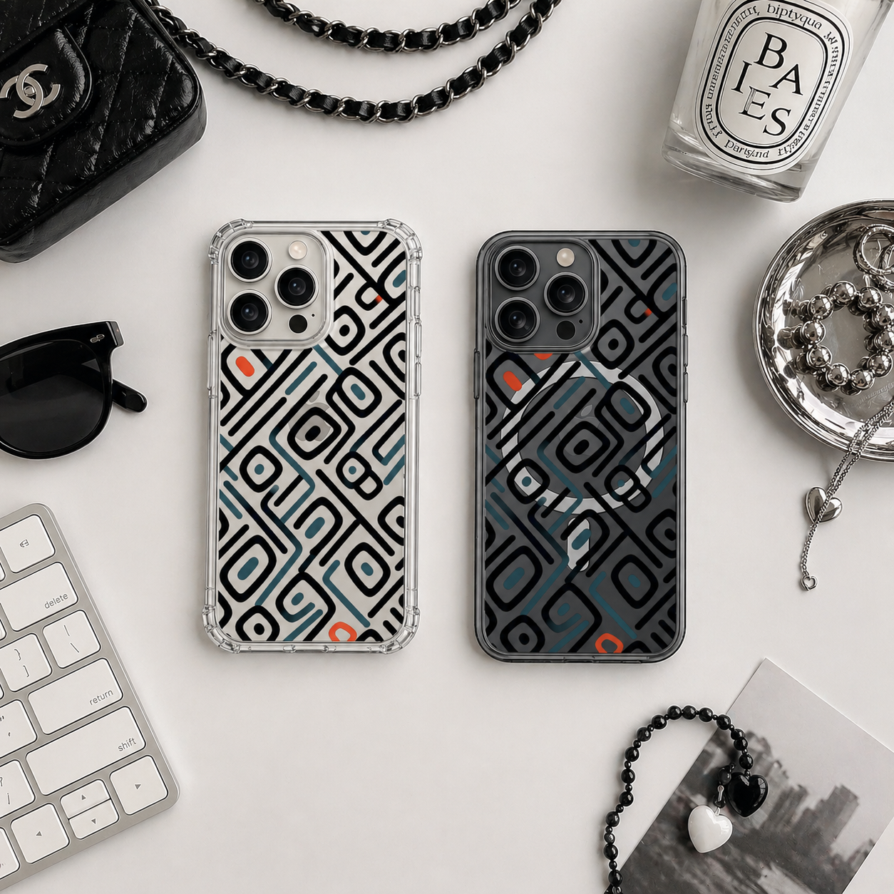 Mid Century Modern Geometric iPhone Case , Samsung Case, Retro Abstract Pattern Phone Cover, MagSafe Case