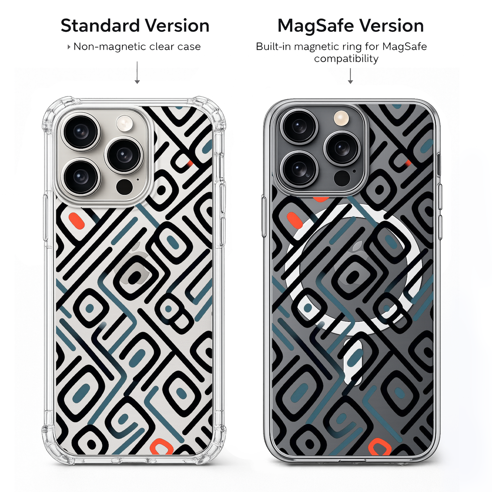 Mid Century Modern Geometric iPhone Case , Samsung Case, Retro Abstract Pattern Phone Cover, MagSafe Case