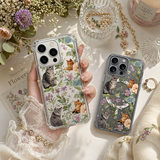 Vintage Floral Cat iPhone Case , Samsung Case, Cute Kitten Garden Phone Cover, MagSafe Case