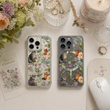 Vintage Floral Cat iPhone Case , Samsung Case, Cute Kitten Garden Phone Cover, MagSafe Case