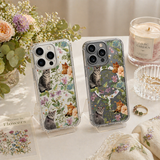 Vintage Floral Cat iPhone Case , Samsung Case, Cute Kitten Garden Phone Cover, MagSafe Case