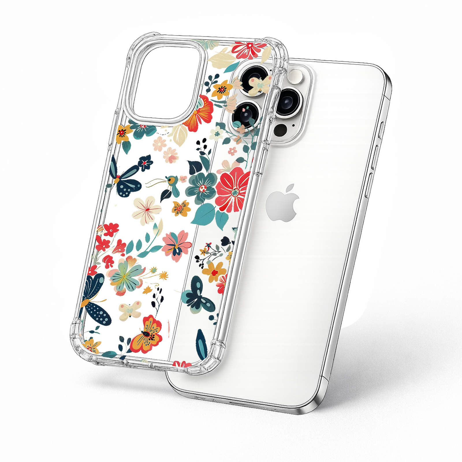 Colorful Wildflower Butterfly iPhone Case , Samsung Case, Cute Floral Pattern Phone Cover, MagSafe Case