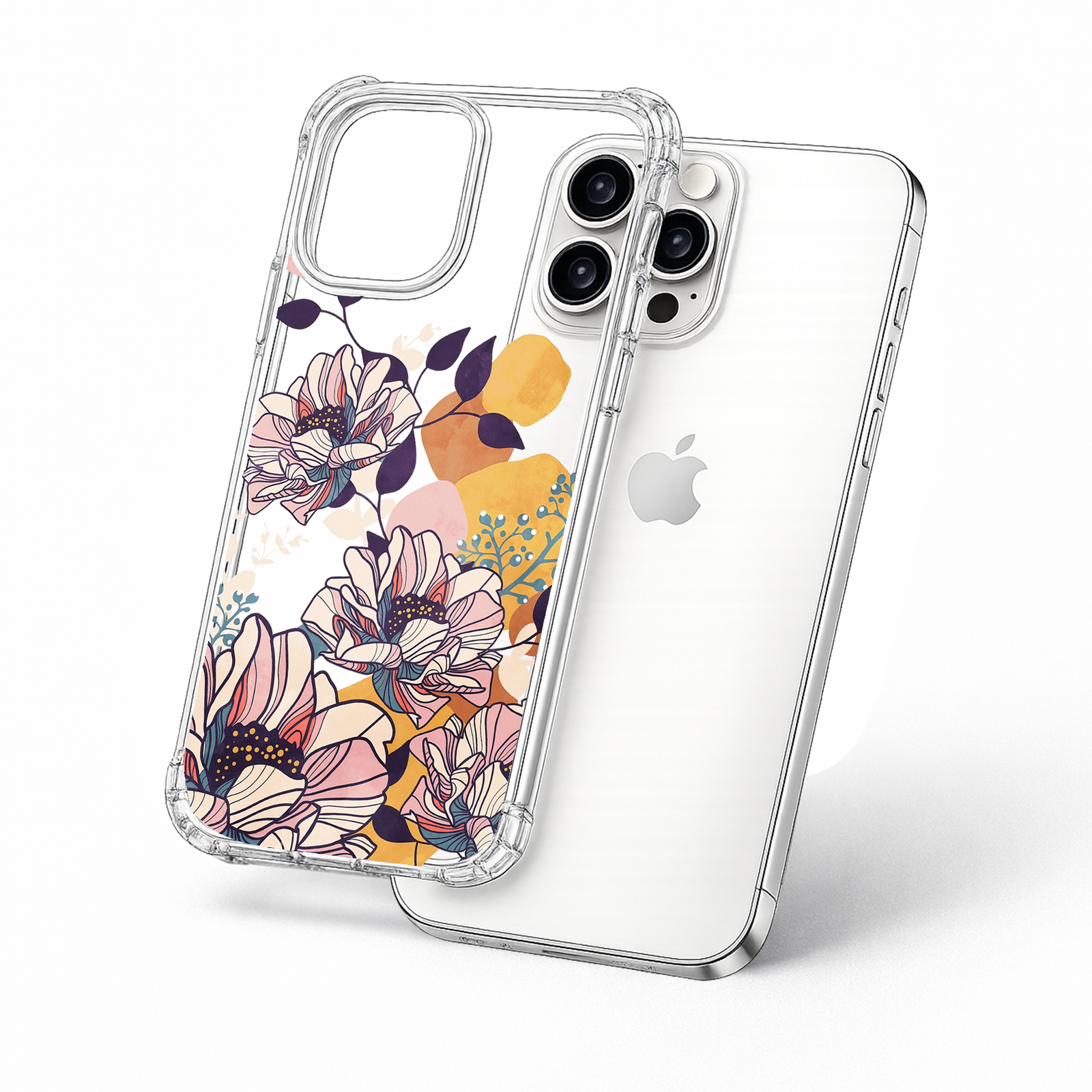 Elegant Boho Floral iPhone Case , Samsung Case, Modern Abstract Flower Phone Cover, MagSafe Case
