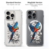 Colorful Macaw Parrot iPhone Case , Samsung Case, Tropical Bird Floral Phone Cover, MagSafe Case