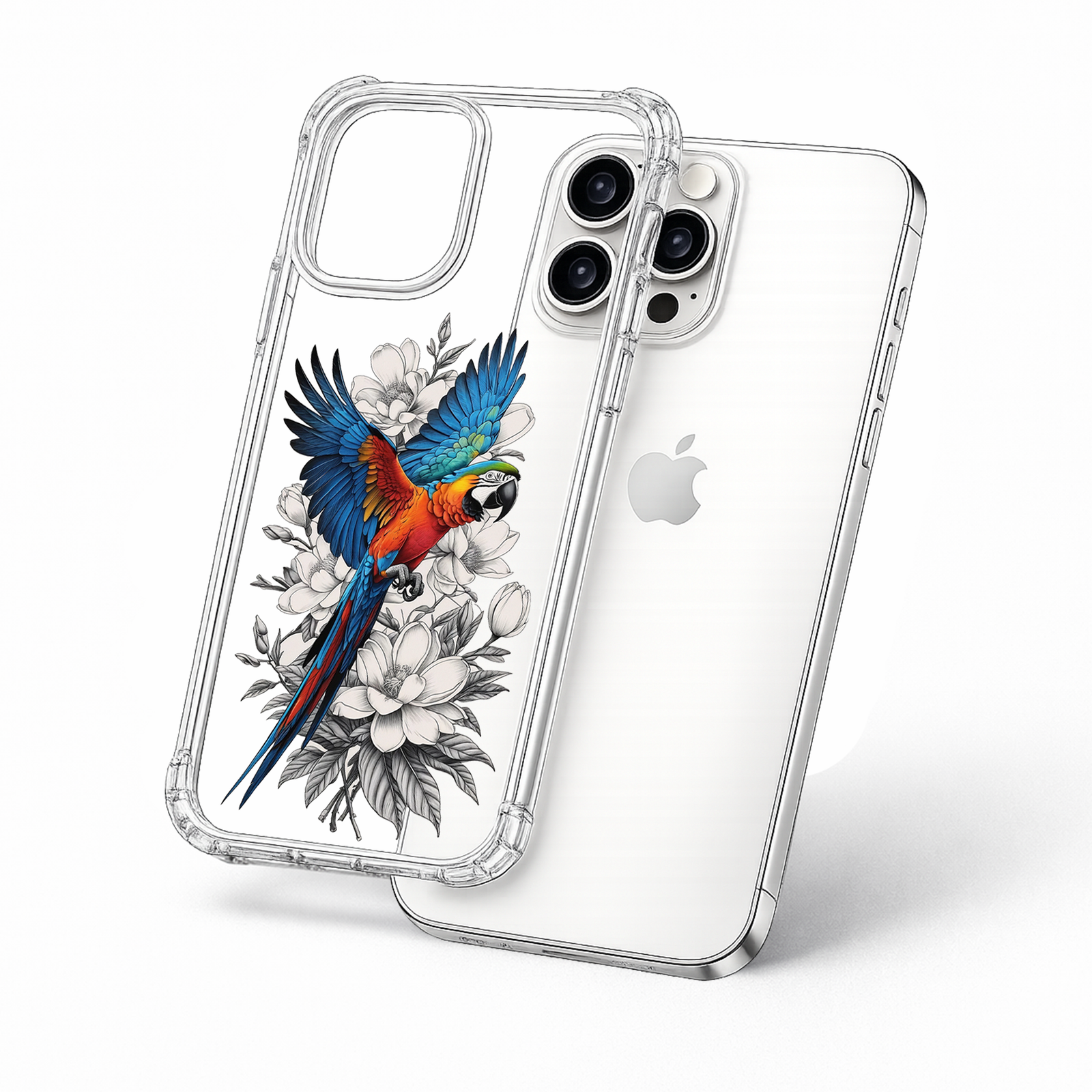 Colorful Macaw Parrot iPhone Case , Samsung Case, Tropical Bird Floral Phone Cover, MagSafe Case