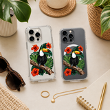 Tropical Toucan Bird iPhone Case , Samsung Case, Jungle Hibiscus Flower Phone Cover, MagSafe Case