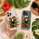 Tropical Toucan Bird iPhone Case , Samsung Case, Jungle Hibiscus Flower Phone Cover, MagSafe Case