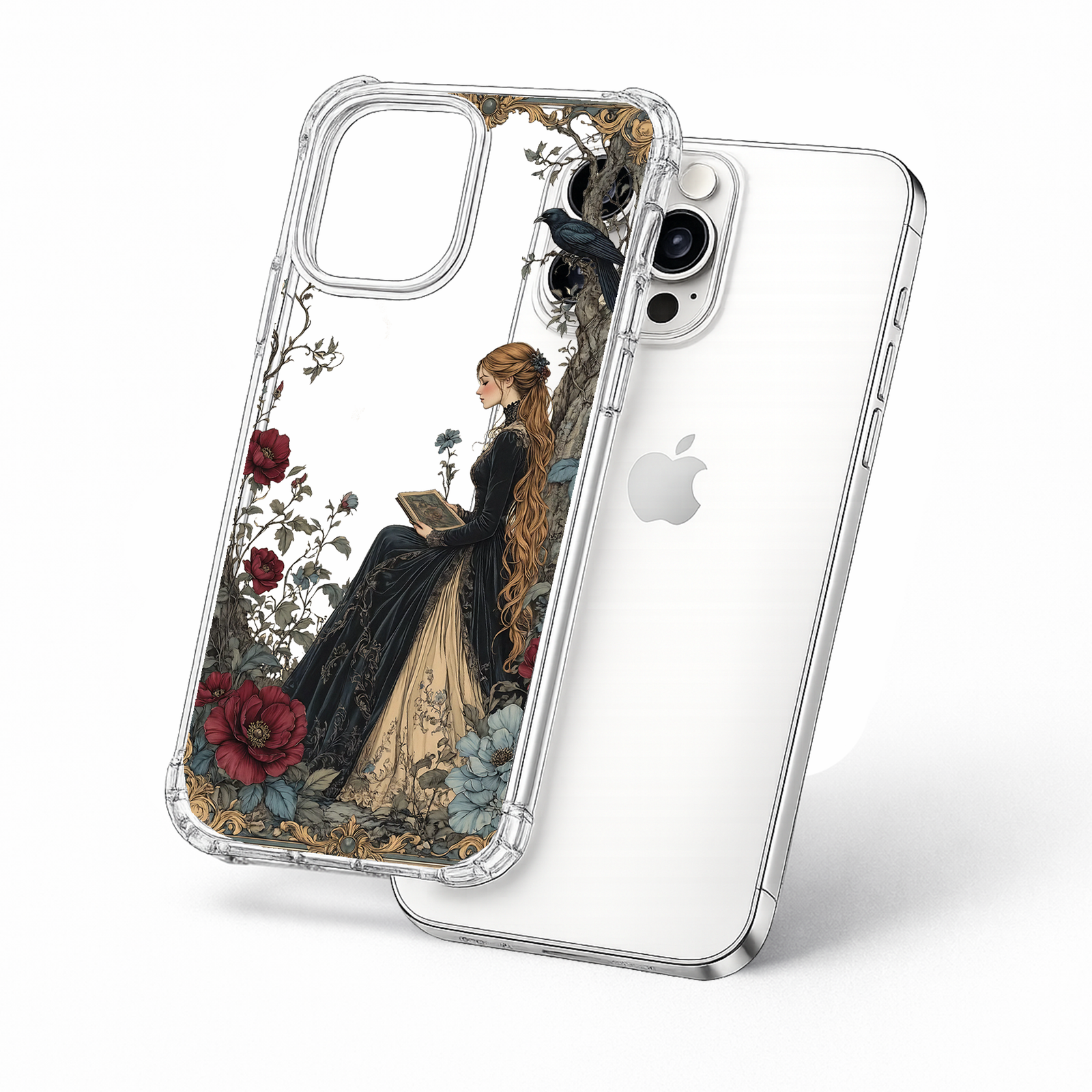 Gothic Reading Lady iPhone Case , Samsung Case, Dark Academia Vintage Art Phone Cover, MagSafe Case