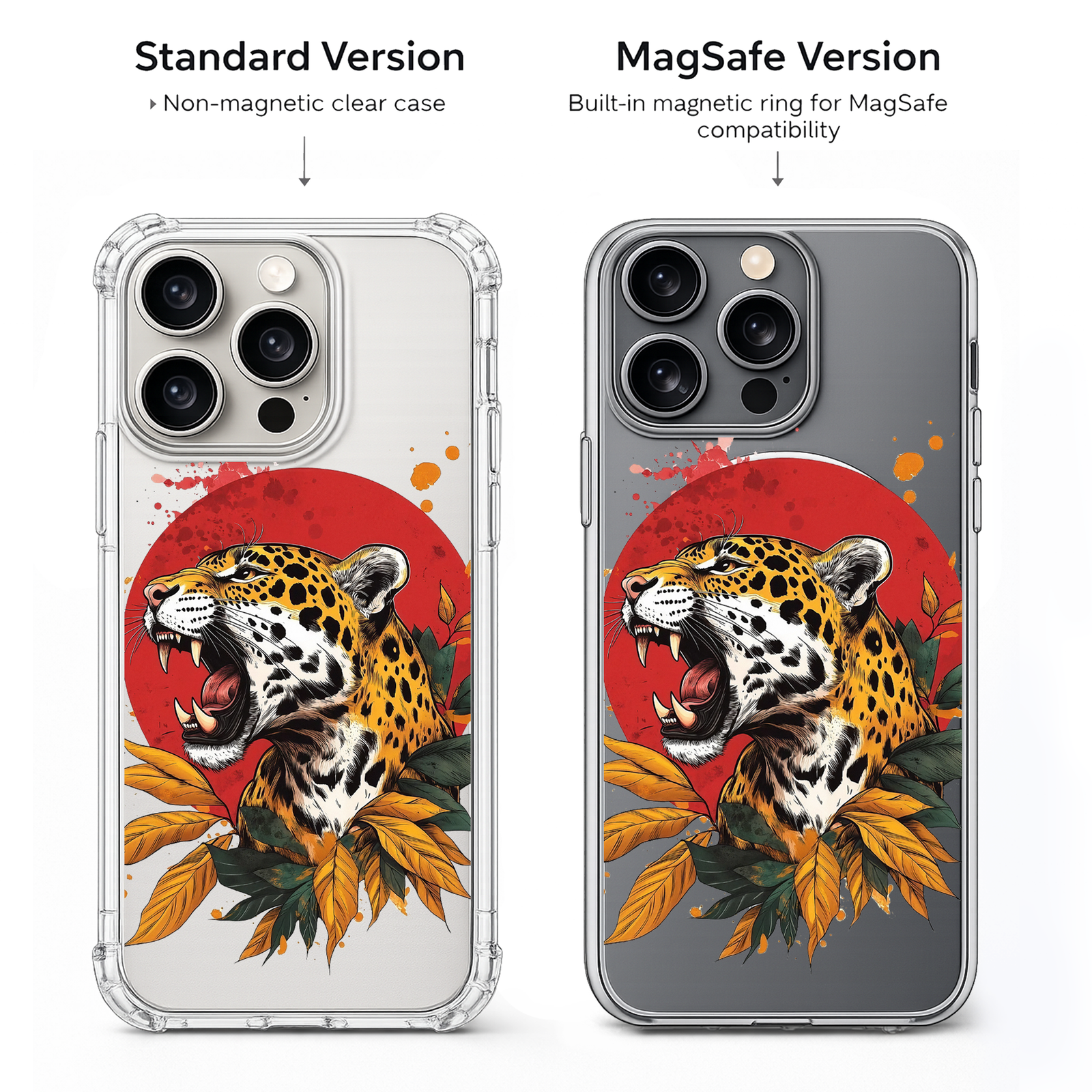 Roaring Jaguar Sunset iPhone Case , Samsung Case, Wild Big Cat Animal Phone Cover, MagSafe Case