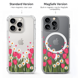Pink Tulip Daisy Garden iPhone Case , Samsung Case, Cute Floral Spring Phone Cover, MagSafe Case