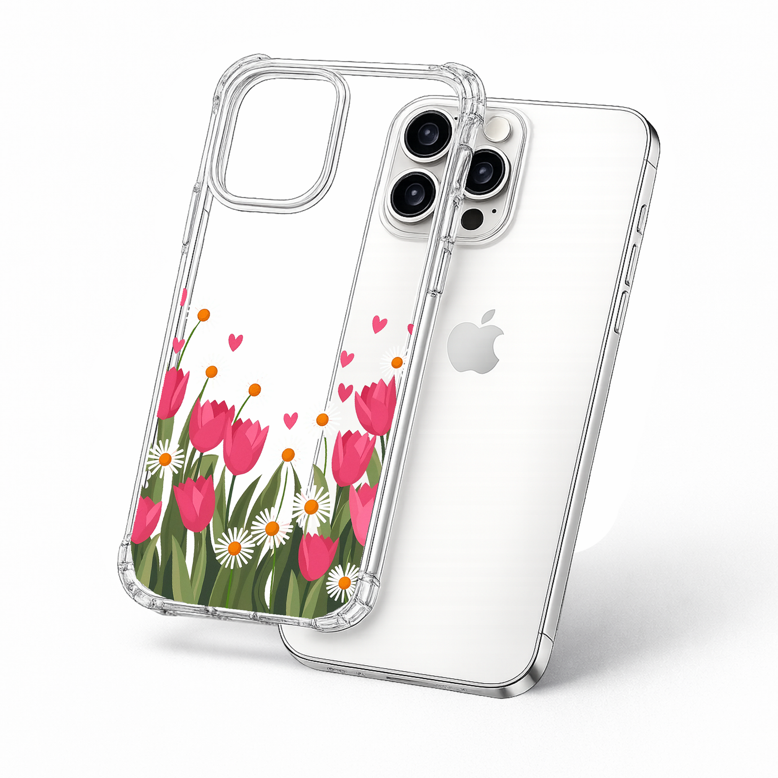 Pink Tulip Daisy Garden iPhone Case , Samsung Case, Cute Floral Spring Phone Cover, MagSafe Case
