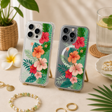 Tropical Hibiscus Flower iPhone Case , Samsung Case, Botanical Summer Floral Phone Cover, MagSafe Case
