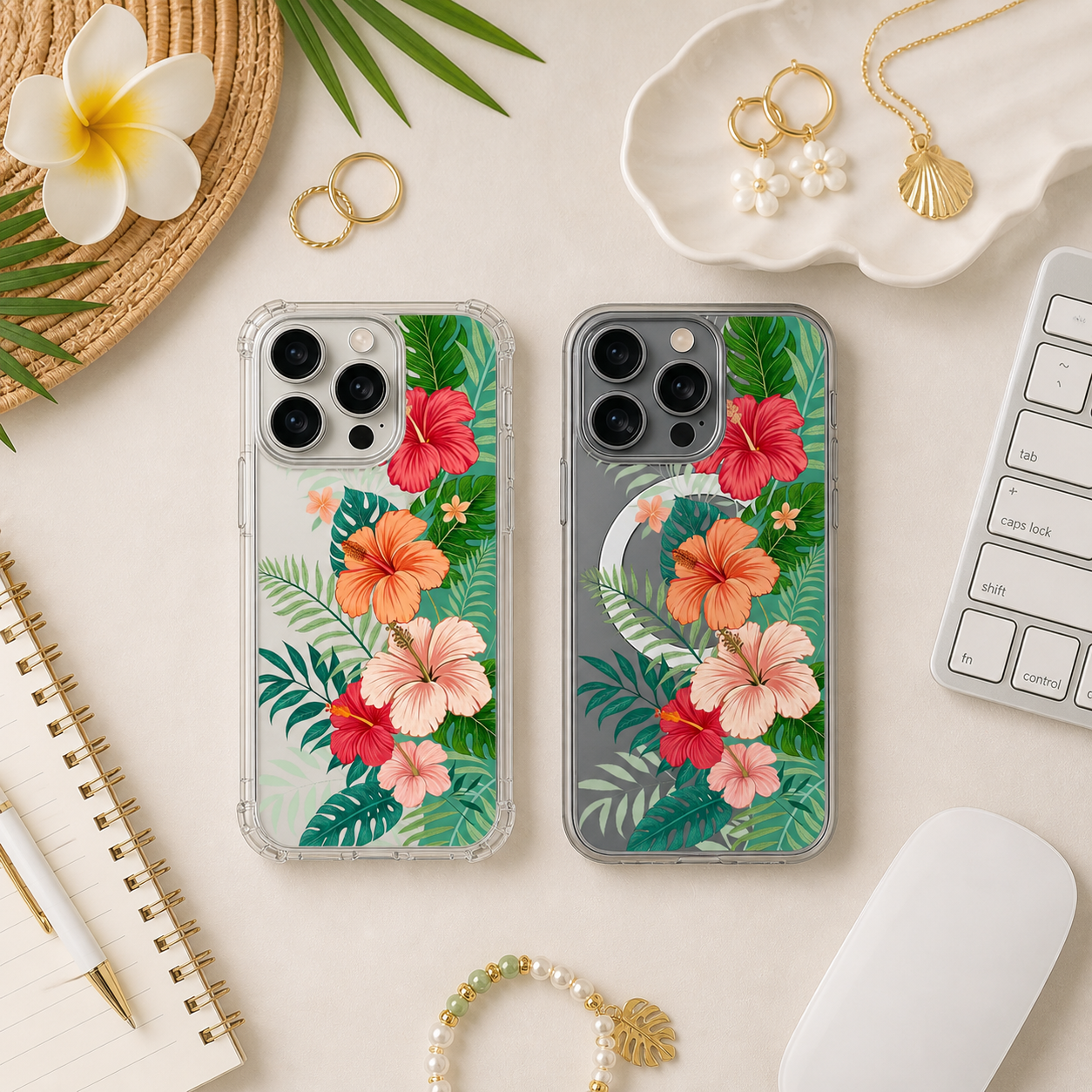 Tropical Hibiscus Flower iPhone Case , Samsung Case, Botanical Summer Floral Phone Cover, MagSafe Case