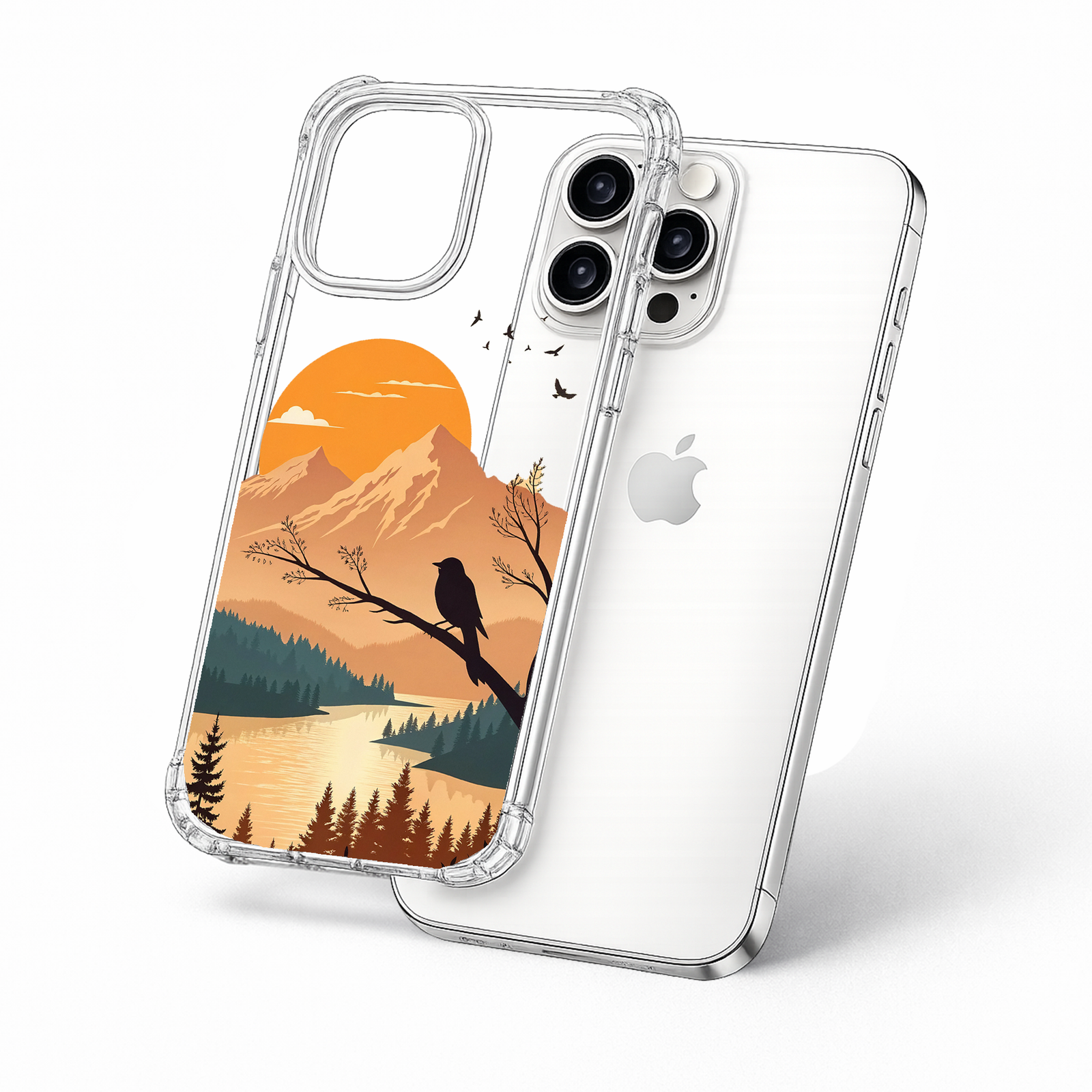 Mountain Sunset Landscape iPhone Case , Samsung Case, Nature River Scenic Phone Cover, MagSafe Case