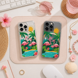 Tropical Flamingo Family iPhone Case , Samsung Case, Summer Paradise Bird Phone Cover, MagSafe Case