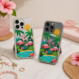 Tropical Flamingo Family iPhone Case , Samsung Case, Summer Paradise Bird Phone Cover, MagSafe Case