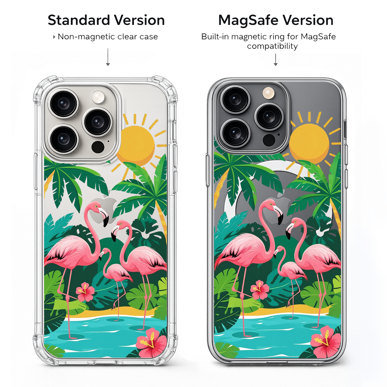 Tropical Flamingo Family iPhone Case , Samsung Case, Summer Paradise Bird Phone Cover, MagSafe Case