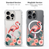 Pink Flamingo Floral iPhone Case , Samsung Case, Elegant Tropical Bird Phone Cover, MagSafe Case