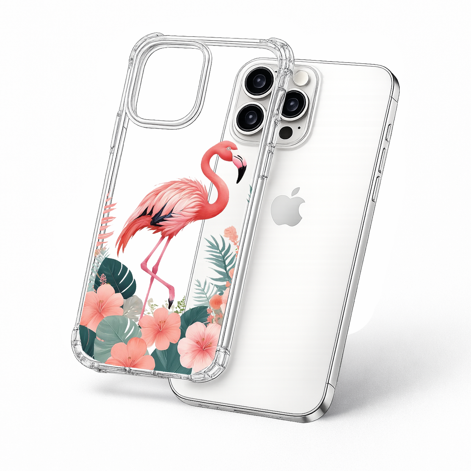 Pink Flamingo Floral iPhone Case , Samsung Case, Elegant Tropical Bird Phone Cover, MagSafe Case