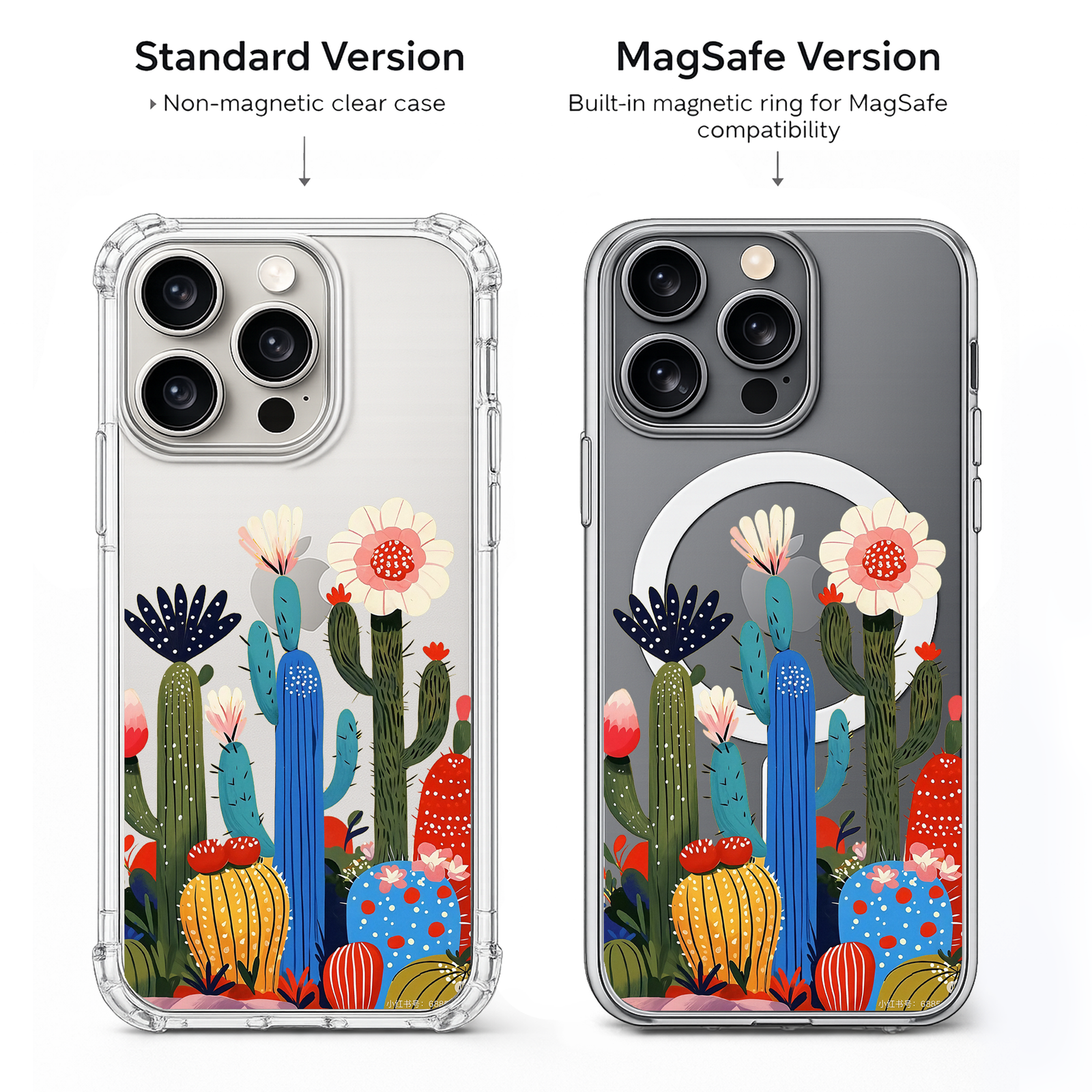 Colorful Cactus Garden iPhone Case , Samsung Case, Cute Desert Botanical Phone Cover, MagSafe Case