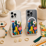 Modern Cactus Flower iPhone Case , Samsung Case, Bright Desert Art Phone Cover, MagSafe Case