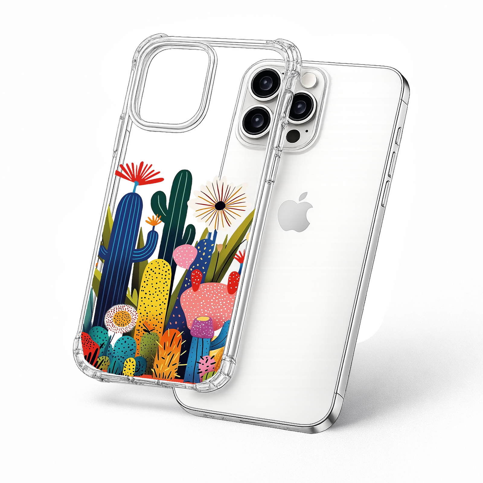 Modern Cactus Flower iPhone Case , Samsung Case, Bright Desert Art Phone Cover, MagSafe Case