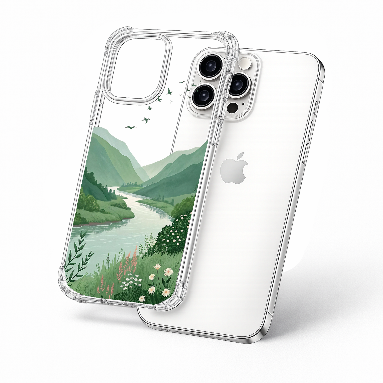 Green Valley River Landscape iPhone Case , Samsung Case, Peaceful Nature Phone Cover, MagSafe Case