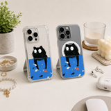 Funny Black Cat Fish Tank iPhone Case , Samsung Case, Cute Cartoon Kitty Phone Cover, MagSafe Case