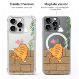 Cute Orange Cat Wall Climb iPhone Case , Samsung Case, Funny Kitty Love Phone Cover, MagSafe Case